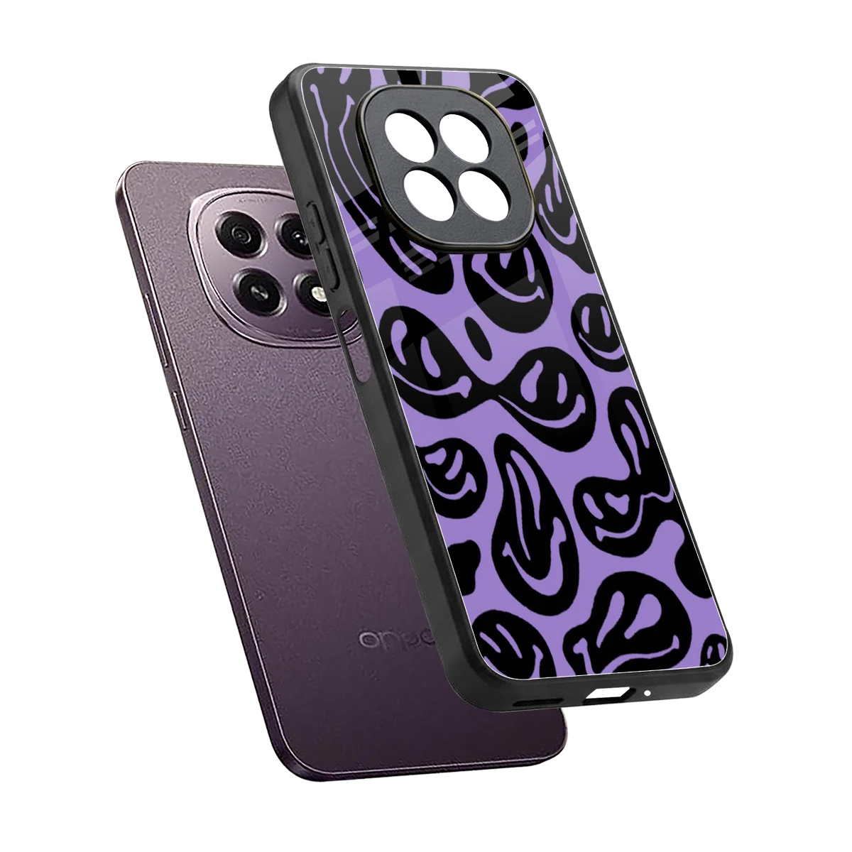 Acid Smiles Purple sleek oppo f29 5g cover with tempered glass back and TPU edges