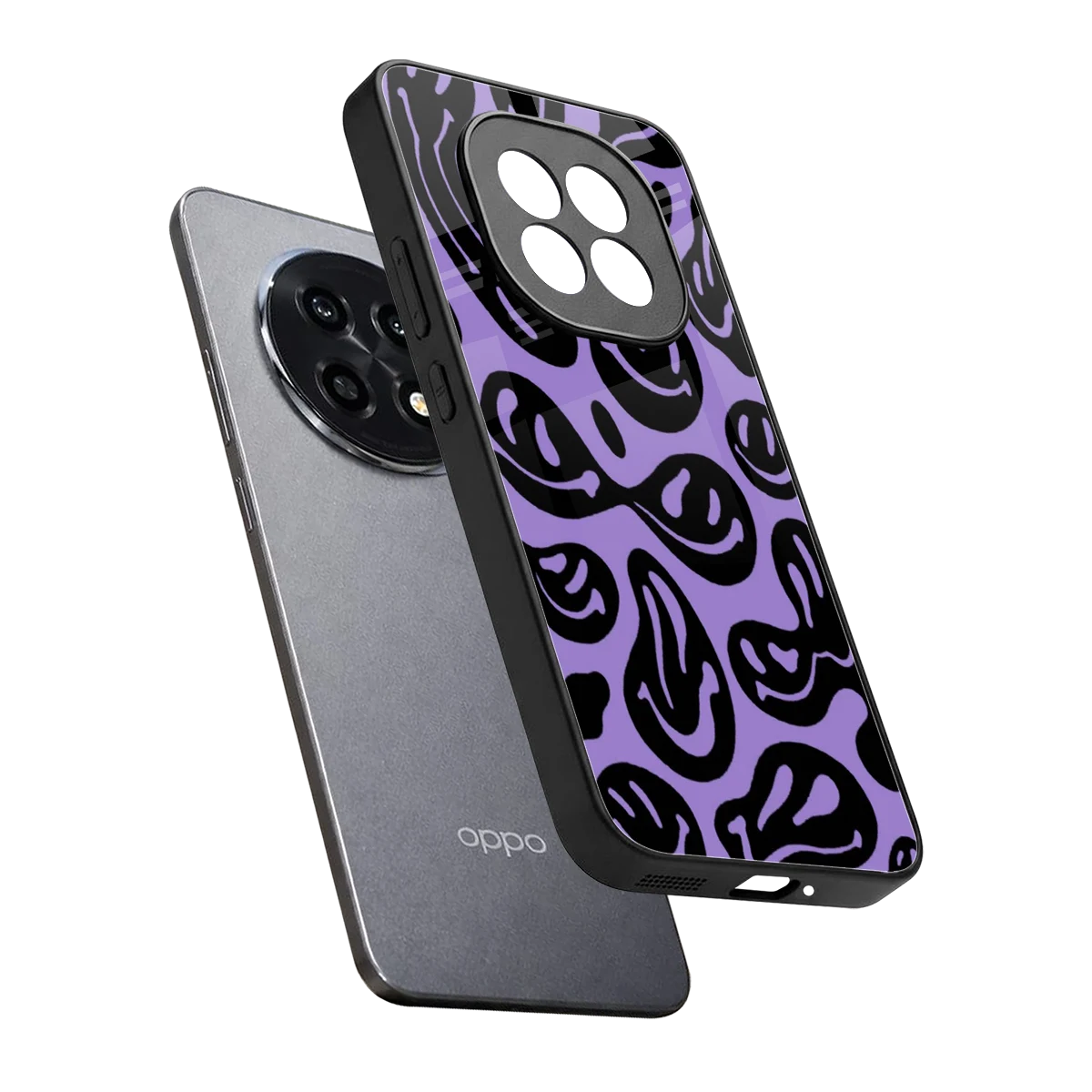 Acid Smiles Purple sleek oppo f29 pro 5g cover with tempered glass back and TPU edges
