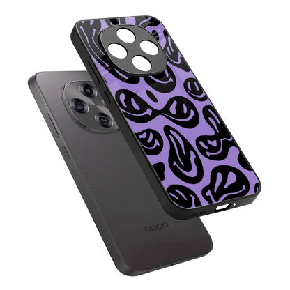 Acid Smiles Purple sleek oppo f31 pro 5g cover with tempered glass back and TPU edges