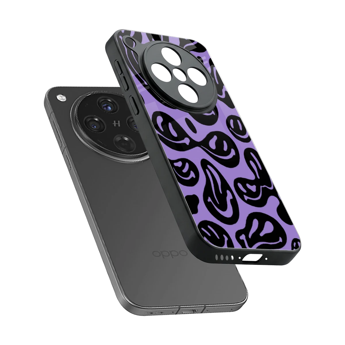 Acid Smiles Purple sleek oppo find x8 cover with tempered glass back and TPU edges