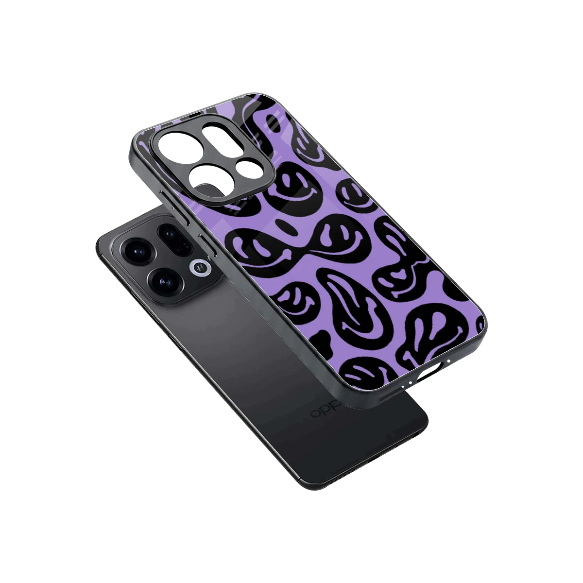 Acid Smiles Purple sleek oppo find x9 cover with tempered glass back and TPU edges