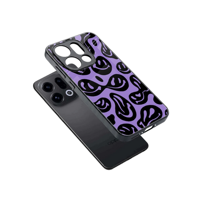 Acid Smiles Purple sleek oppo find x9 cover with tempered glass back and TPU edges