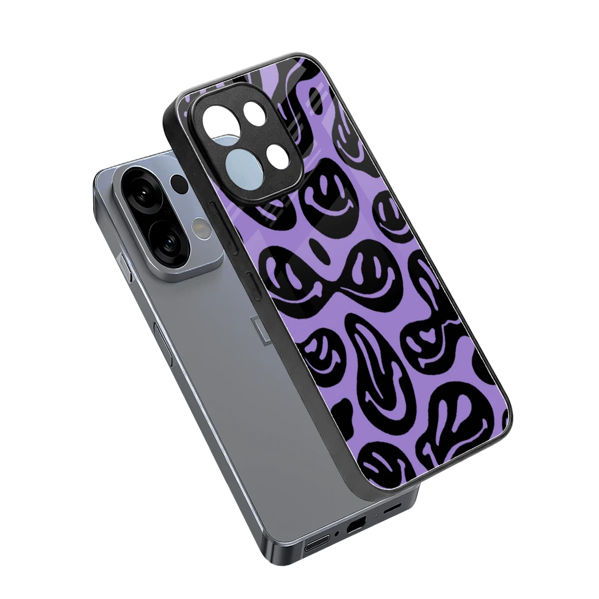 Acid Smiles Purple sleek oppo k13 5g cover with tempered glass back and TPU edges