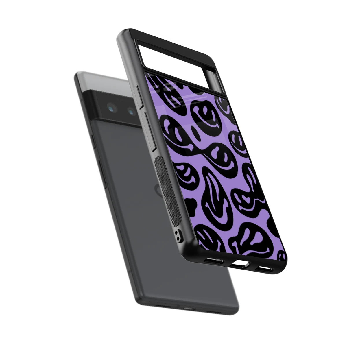 Acid Smiles Purple sleek google pixel 6 pro cover with tempered glass back and TPU edges