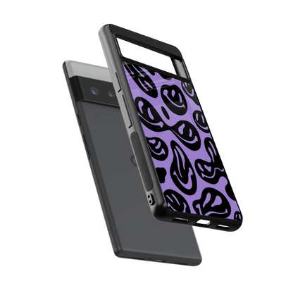 Acid Smiles Purple sleek google pixel 6 pro cover with tempered glass back and TPU edges