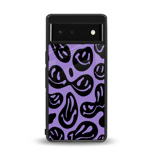 Acid Smiles Purple back phone cover | glass case for google pixel 6a