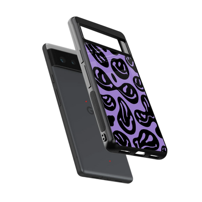 Acid Smiles Purple sleek google pixel 6 cover with tempered glass back and TPU edges