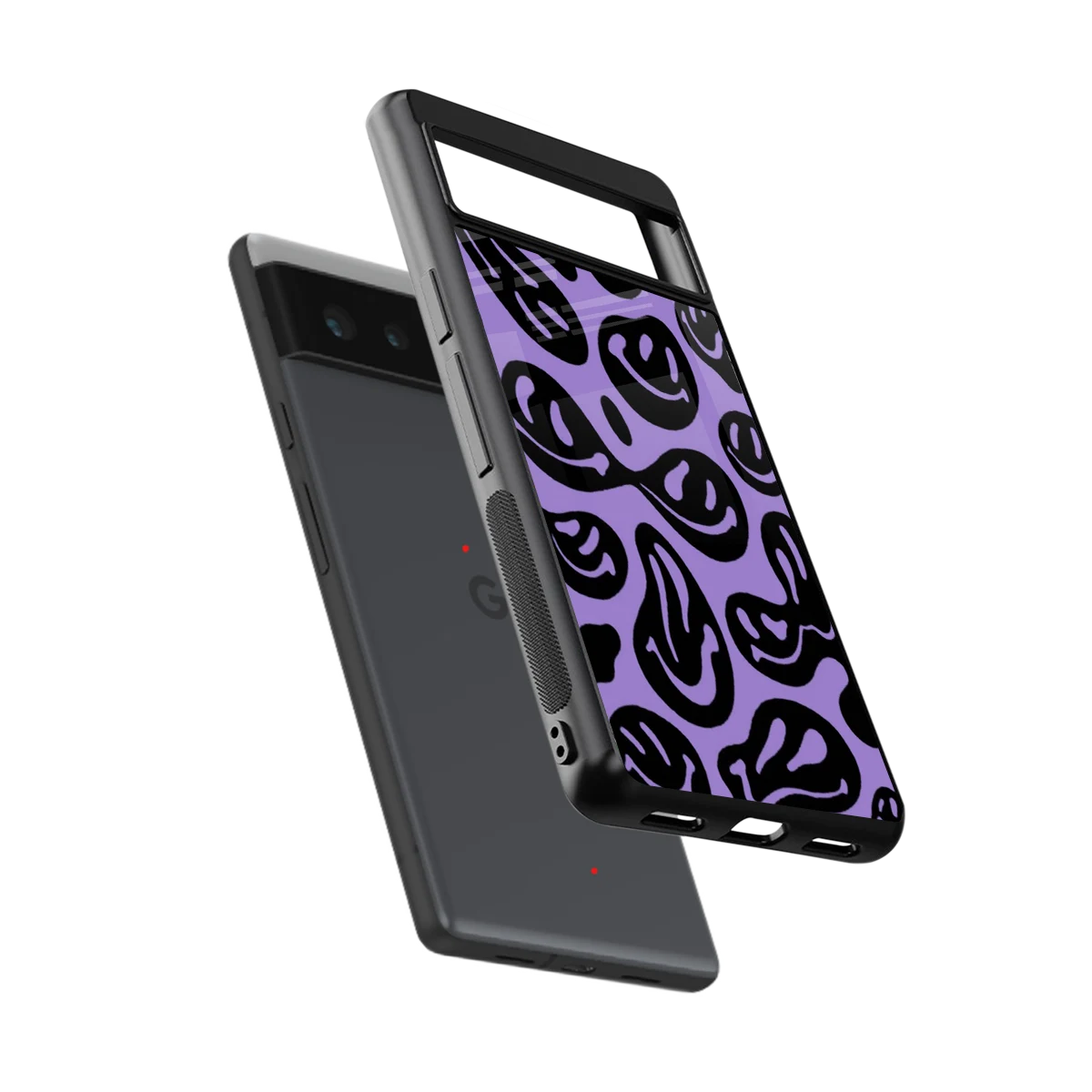 Acid Smiles Purple sleek google pixel 6a cover with tempered glass back and TPU edges