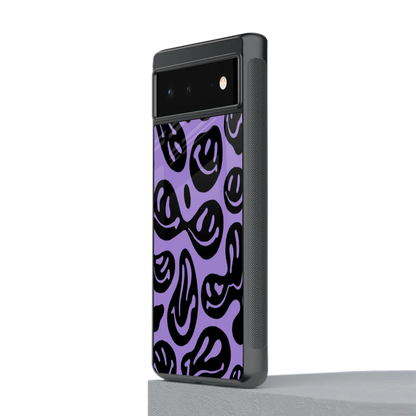 Acid Smiles Purple stylish phone case for google pixel 6 | glossy glass and slim fit
