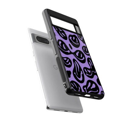 Acid Smiles Purple sleek google pixel 7 pro cover with tempered glass back and TPU edges
