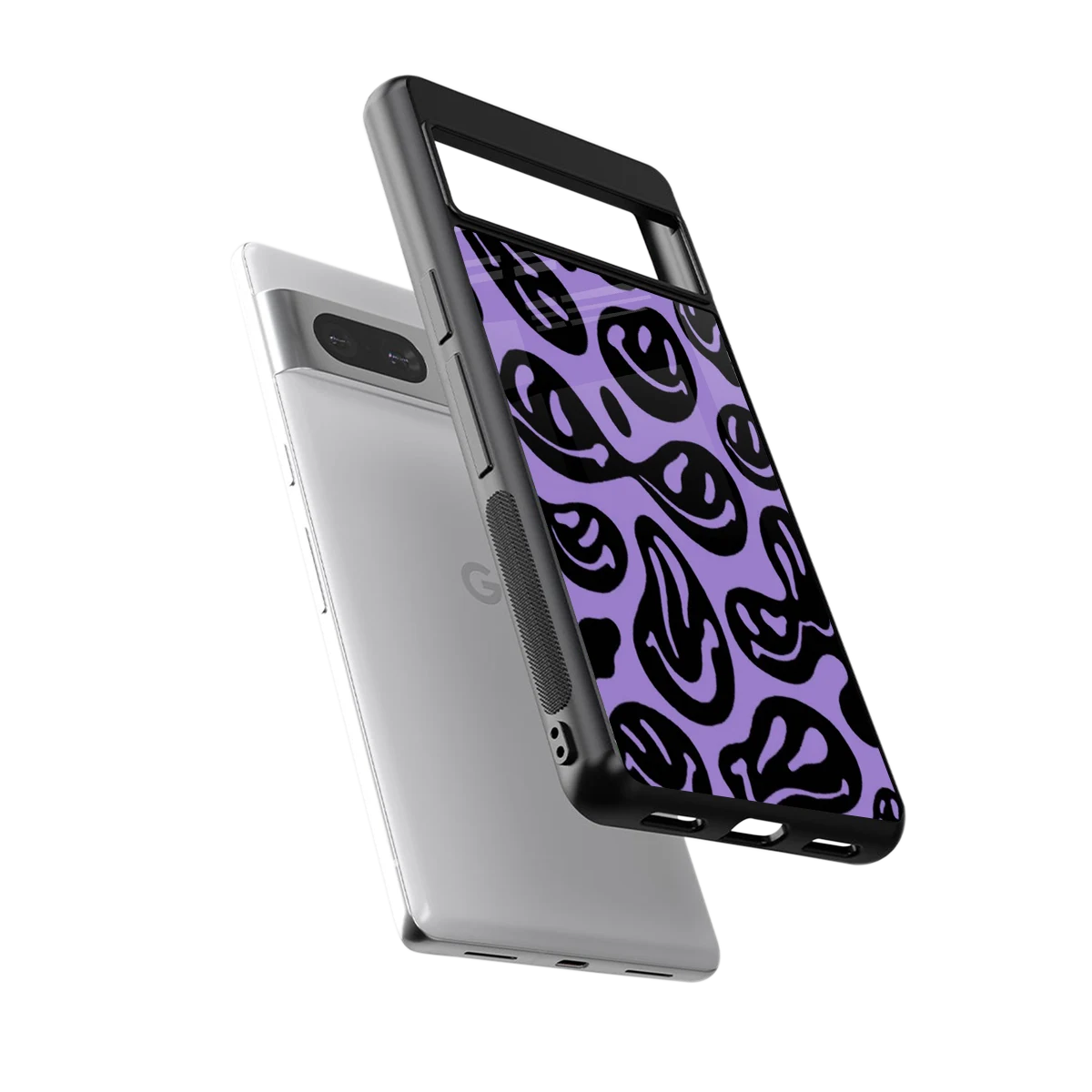 Acid Smiles Purple sleek google pixel 7 cover with tempered glass back and TPU edges