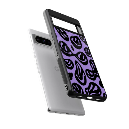 Acid Smiles Purple sleek google pixel 8 pro cover with tempered glass back and TPU edges