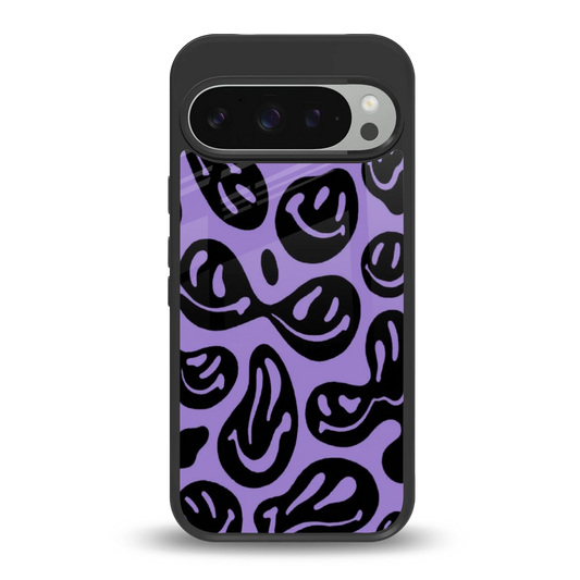 Acid Smiles Purple back phone cover | glass case for google pixel 9 pro xl