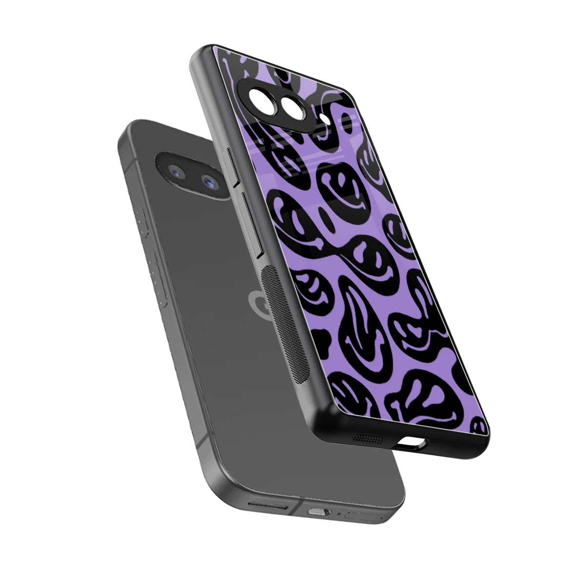 Acid Smiles Purple sleek google pixel 10a cover with tempered glass back and TPU edges