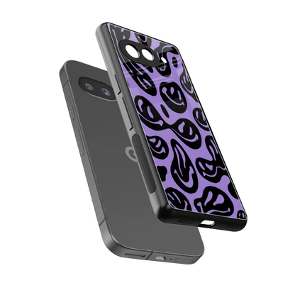 Acid Smiles Purple sleek google pixel 10a cover with tempered glass back and TPU edges