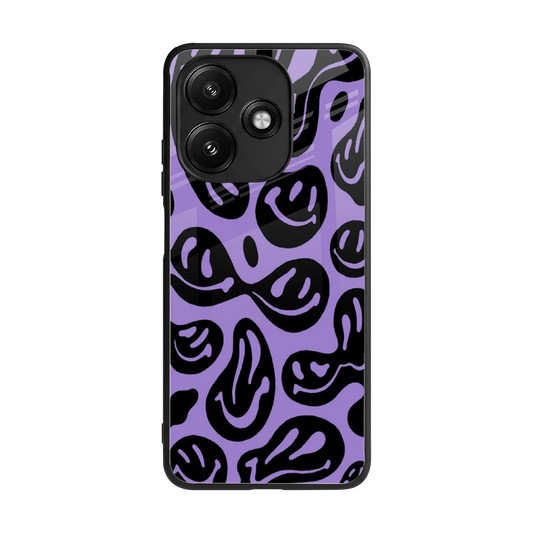 Acid Smiles Purple back phone cover | glass case for redmi 12 5g