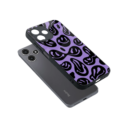 Acid Smiles Purple sleek redmi 12 5g cover with tempered glass back and TPU edges