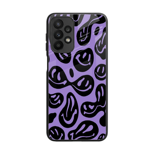 Acid Smiles Purple back phone cover | glass case for samsung galaxy a23