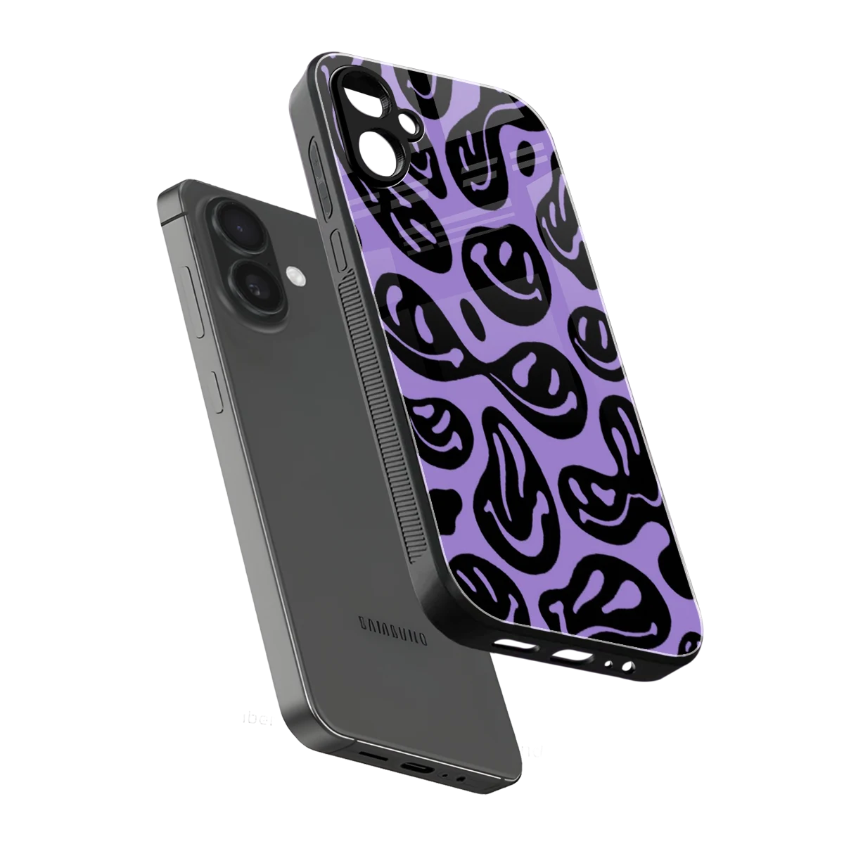 Acid Smiles Purple sleek samsung galaxy a06 5g cover with tempered glass back and TPU edges
