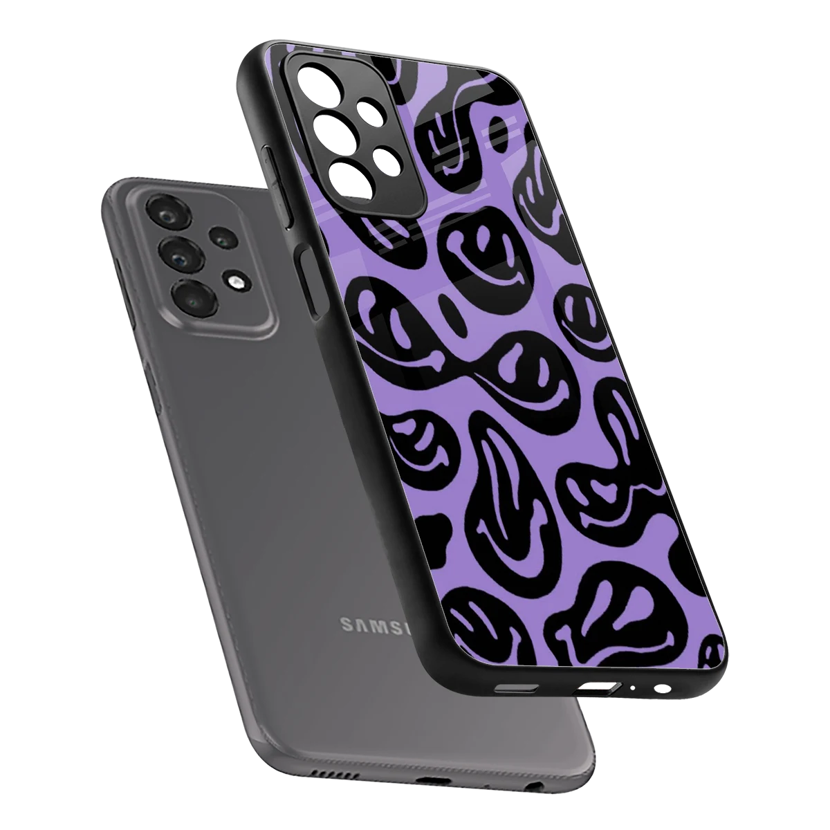 Acid Smiles Purple sleek samsung galaxy a23 cover with tempered glass back and TPU edges