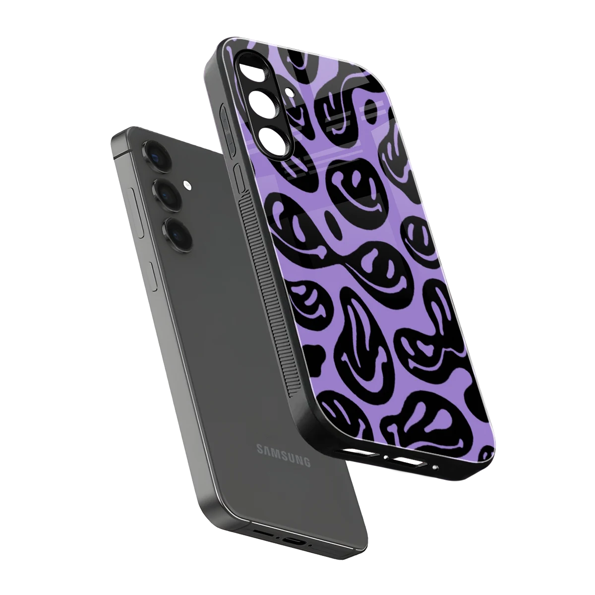Acid Smiles Purple sleek samsung galaxy a14 5g cover with tempered glass back and TPU edges
