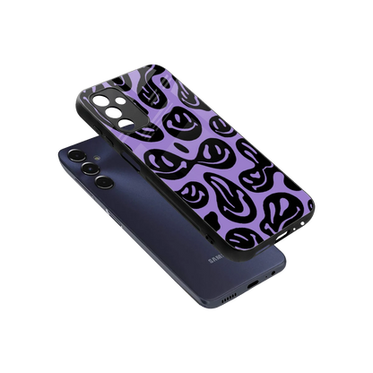 Acid Smiles Purple sleek samsung galaxy m14 5g cover with tempered glass back and TPU edges