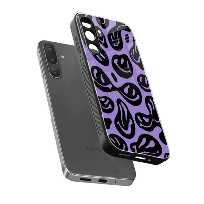 Acid Smiles Purple sleek samsung galaxy m36 5g cover with tempered glass back and TPU edges