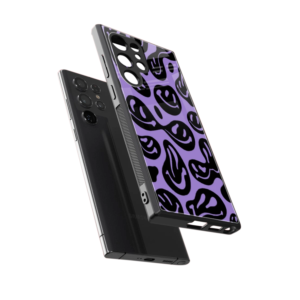 Acid Smiles Purple sleek samsung galaxy s23 ultra cover with tempered glass back and TPU edges