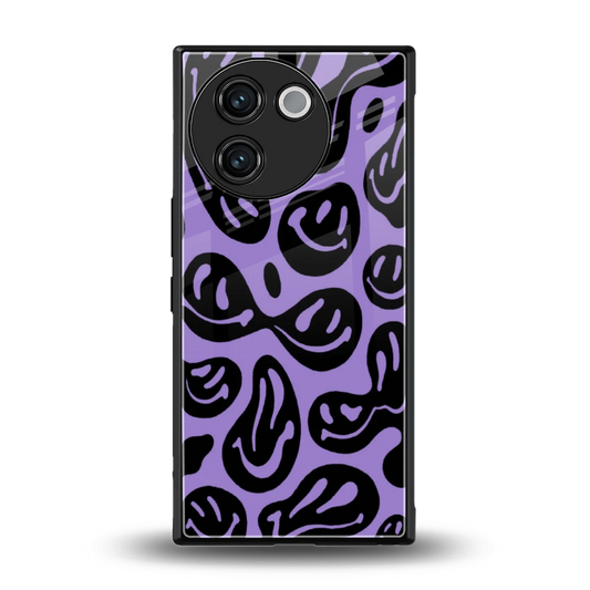 Acid Smiles Purple back phone cover | glass case for vivo v30e