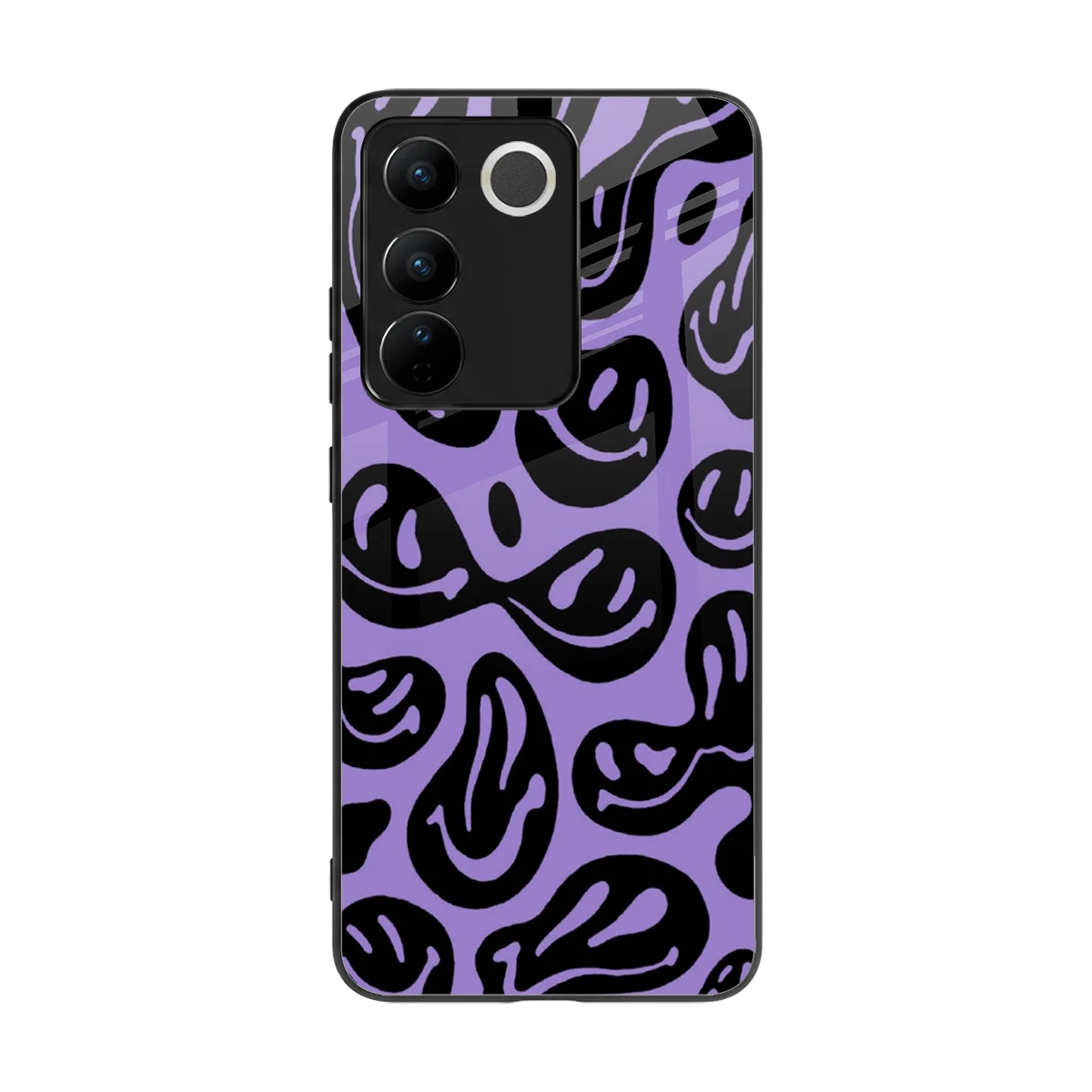 Acid Smiles Purple back phone cover | glass case for vivo v27 5g