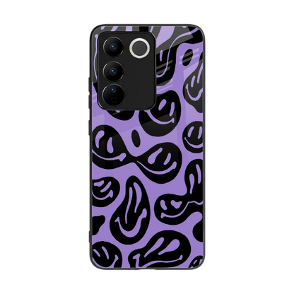 Acid Smiles Purple back phone cover | glass case for vivo v27 5g