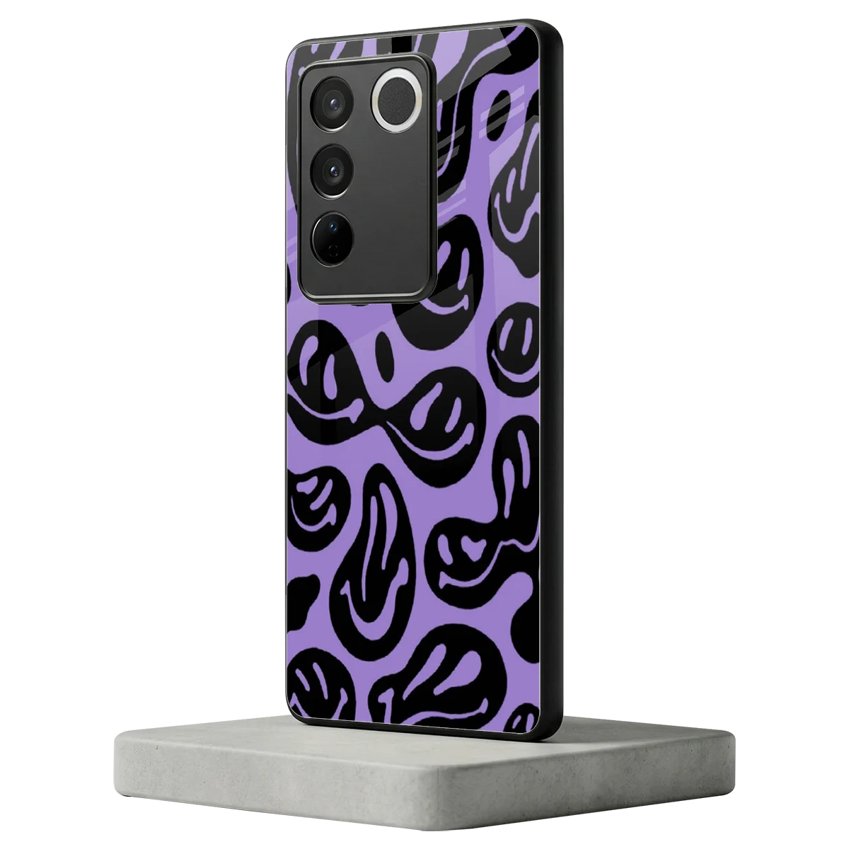 Acid Smiles Purple vivo v27 5g mobile cover | shockproof glass phone case