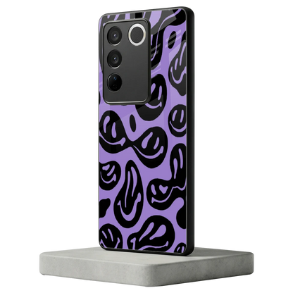 Acid Smiles Purple vivo v27 5g mobile cover | shockproof glass phone case
