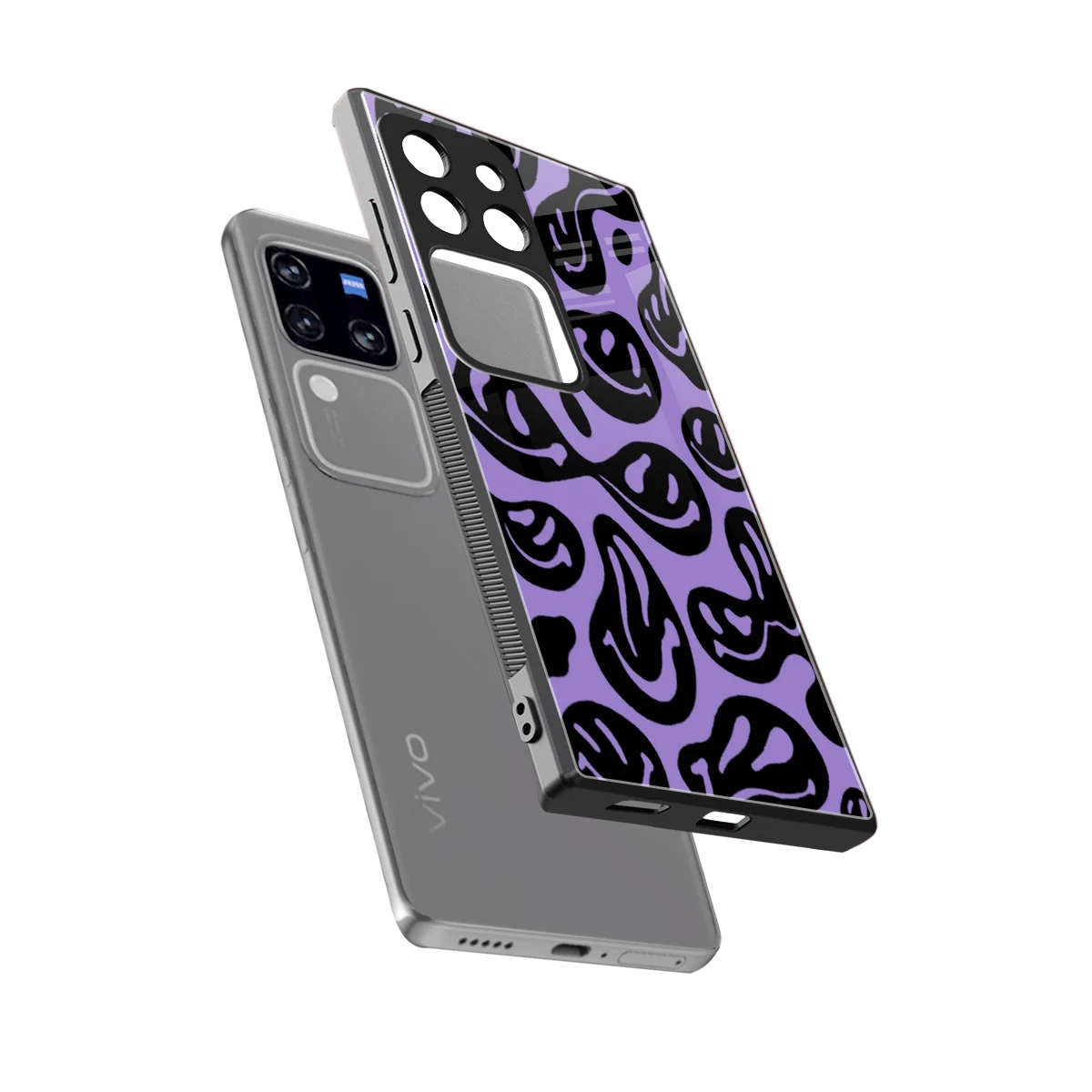 Acid Smiles Purple sleekvivo v30 pro cover with tempered glass back and TPU edges