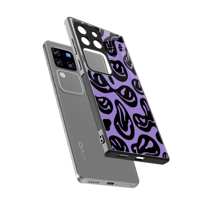 Acid Smiles Purple sleekvivo v30 pro cover with tempered glass back and TPU edges