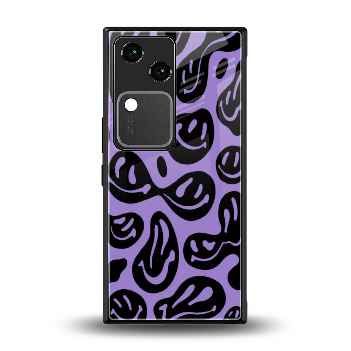 Acid Smiles Purple back phone cover | glass case for vivo v30