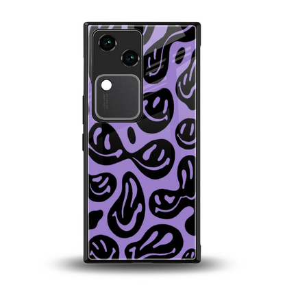 Acid Smiles Purple back phone cover | glass case for vivo v30