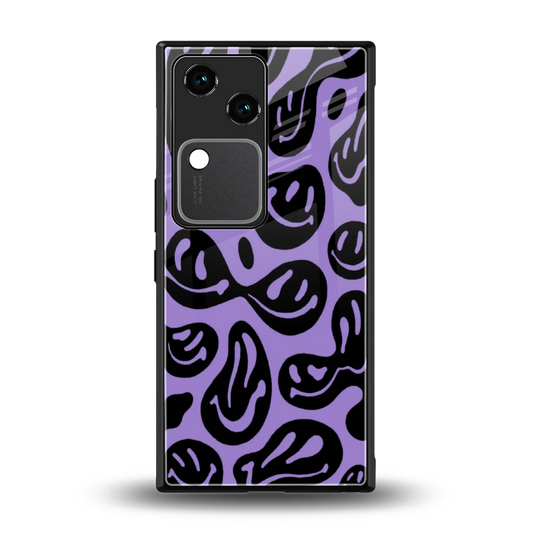 Acid Smiles Purple back phone cover | glass case for vivo v30