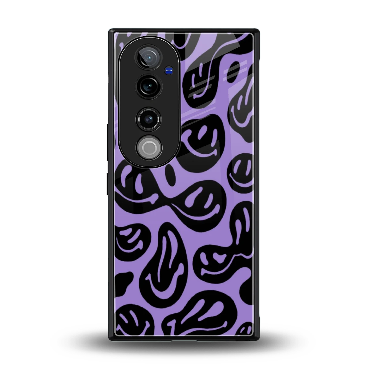 Acid Smiles Purple back phone cover | glass case for vivo v40 pro