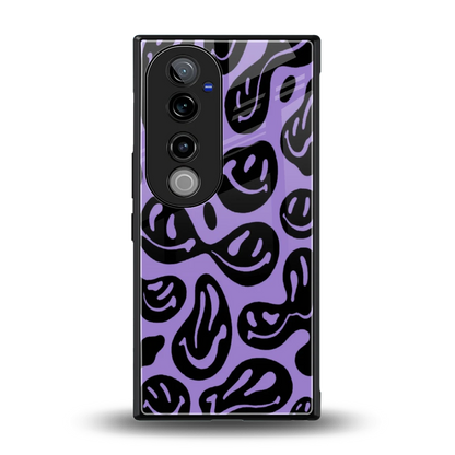 Acid Smiles Purple back phone cover | glass case for vivo v40 pro