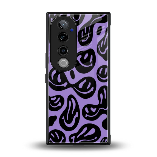 Acid Smiles Purple back phone cover | glass case for vivo v40 pro