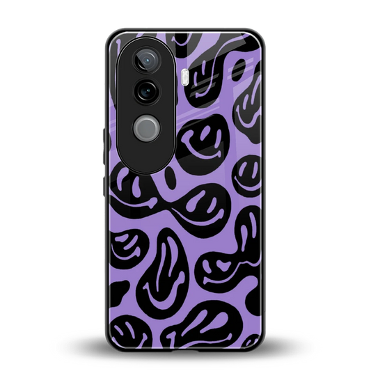 Acid Smiles Purple back phone cover | glass case for vivo v40e