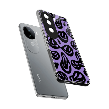 Acid Smiles Purple sleek vivo v40e cover with tempered glass back and TPU edges