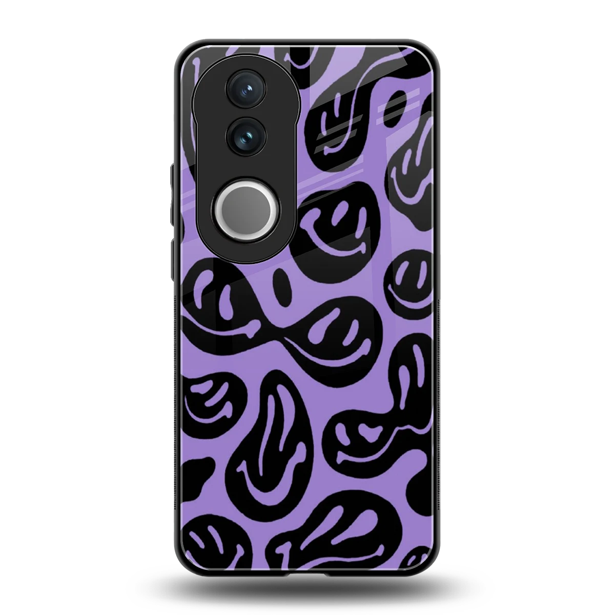Acid Smiles Purple back phone cover | glass case for vivo v50