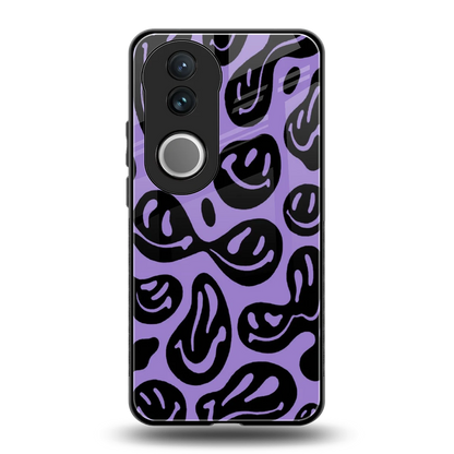 Acid Smiles Purple back phone cover | glass case for vivo v50