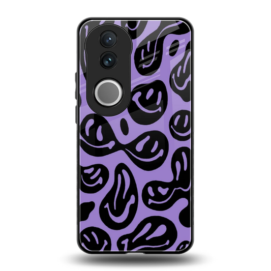 Acid Smiles Purple back phone cover | glass case for vivo v50