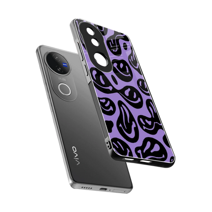 Acid Smiles Purple sleek vivo v50 cover with tempered glass back and TPU edges