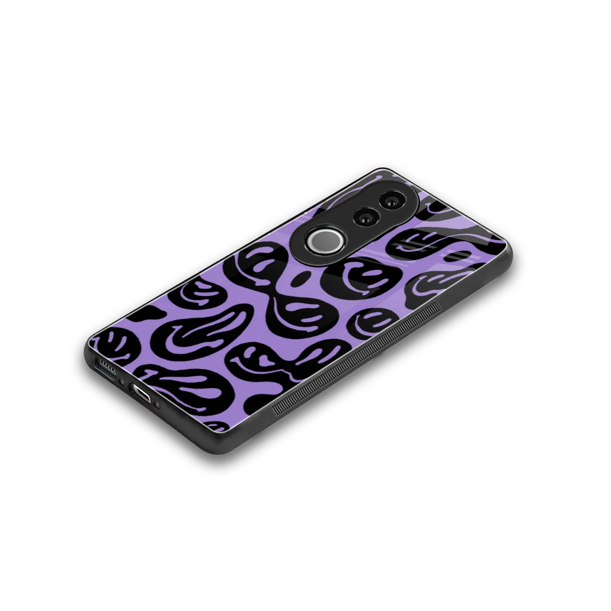 Acid Smiles Purple stylish phone case for vivo v50 | glossy glass and slim fit