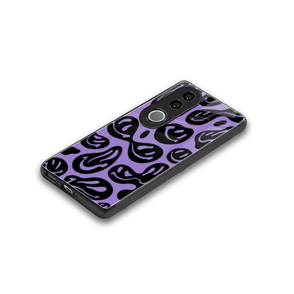 Acid Smiles Purple stylish phone case for vivo v50 | glossy glass and slim fit