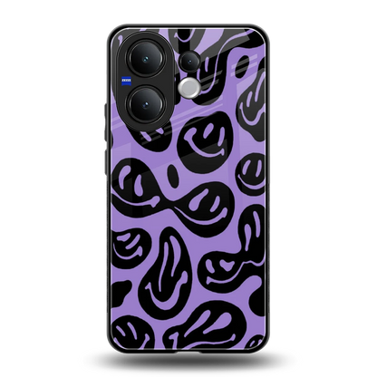 Acid Smiles Purple back phone cover | glass case for vivo v60